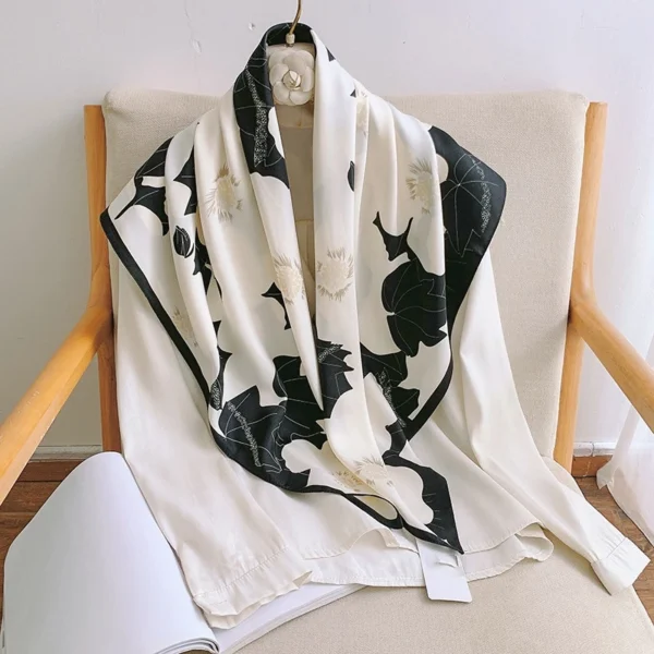Aibins 35.4inch Twill Imitation Silk Square Scarf 90x90cm LUCY Printed Women Lady Shawl
