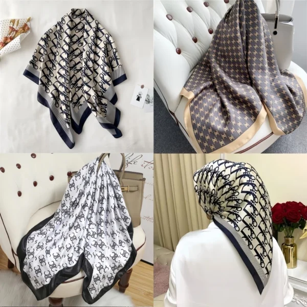 Satin Printed Cantik Corak Letter Fashion malaysia tudung bawal Hijab muslim Neckchief